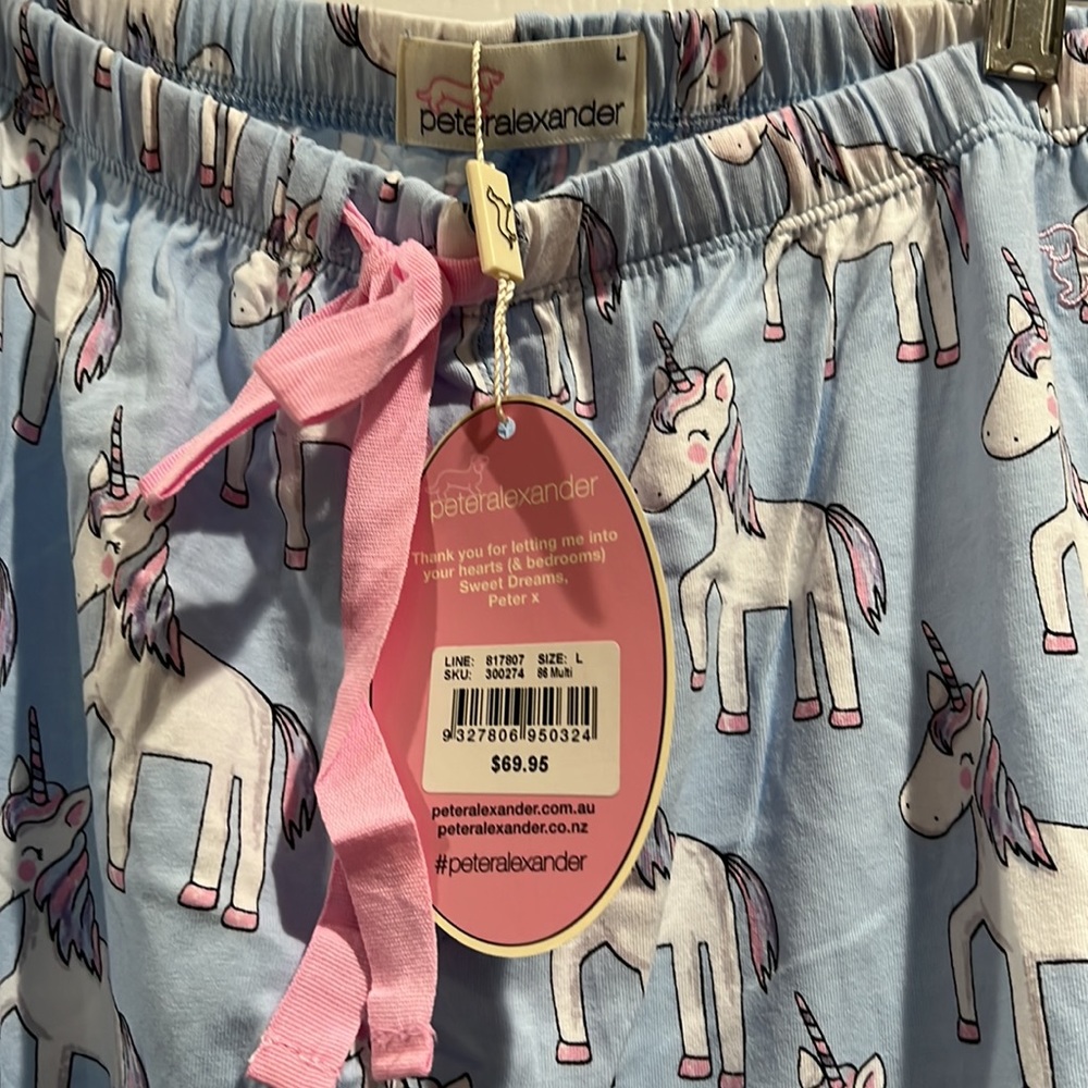 Peter Alexander pajama pants nwt size large unicorn print